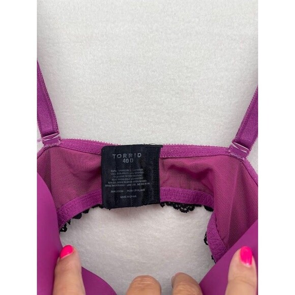 Torrid Bra Underwire Push Up Plunge Size 40 D Purple/ Black - Picture 4 of 7